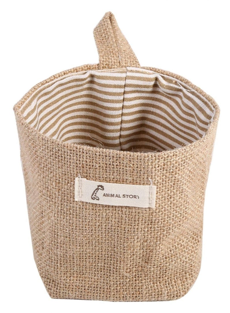 Bukela Laundry Basket, Cotton Linen Hamper Hanging Clothes Bag Home Gadget Storage Organizer Foldable Basket Bin (Khaki Stripe) - Image 1