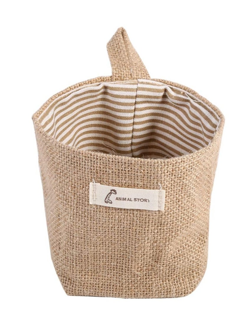 Bukela Laundry Basket, Cotton Linen Hamper Hanging Clothes Bag Home Gadget Storage Organizer Foldable Basket Bin (Khaki Stripe) - Image 3