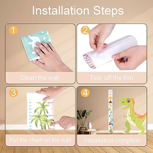 Eichzer Baby Height Growth Chart, Premium Handing Ruler Home Nursery Wall Decor for Kids, 76" x 8" Growth Tracker for Children Height Record, Boys & Girls Playroom Decoration Sticker (Dinosaur) - Image 5