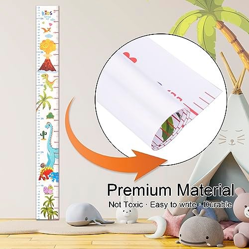 Eichzer Baby Height Growth Chart, Premium Handing Ruler Home Nursery Wall Decor for Kids, 76" x 8" Growth Tracker for Children Height Record, Boys & Girls Playroom Decoration Sticker (Dinosaur) - Image 3