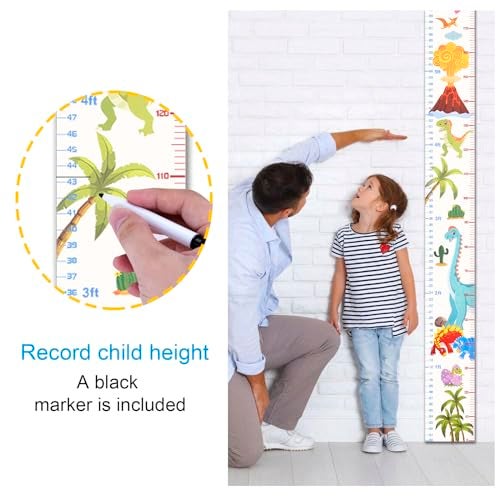 Eichzer Baby Height Growth Chart, Premium Handing Ruler Home Nursery Wall Decor for Kids, 76" x 8" Growth Tracker for Children Height Record, Boys & Girls Playroom Decoration Sticker (Dinosaur) - Image 4