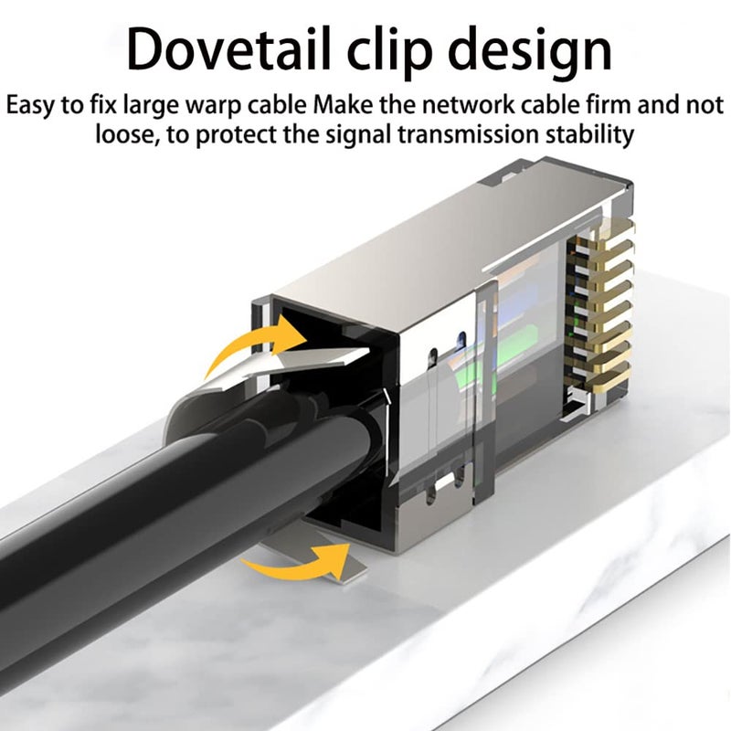 Greluma 20pcs CAT7 End Metal Shielded RJ45 Connectors Modular Connector - FTP 8P8C Network RJ45 Cable Crimp Ethernet Connectors (Wire Hole 1.45mm) - Image 4