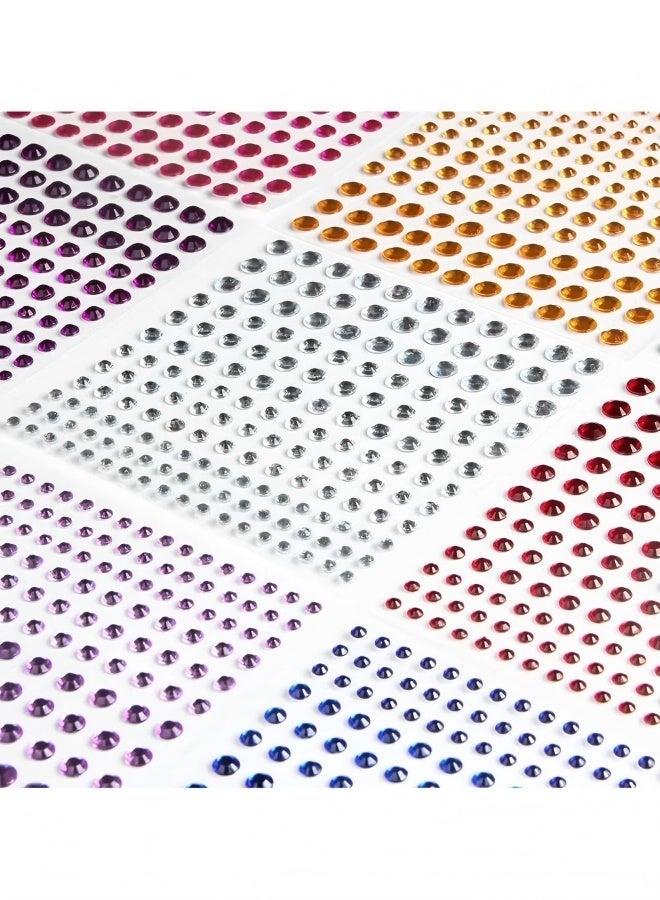 2310 PCS Self Adhesive Rhinestone Gem Stickers For Face Nail Body Makeup Festival,4 Size 14 Sheets Bling Jewels Stickers For DIY Craft Card Decorations (includes a small pair of tweezers - tools) - Image 2
