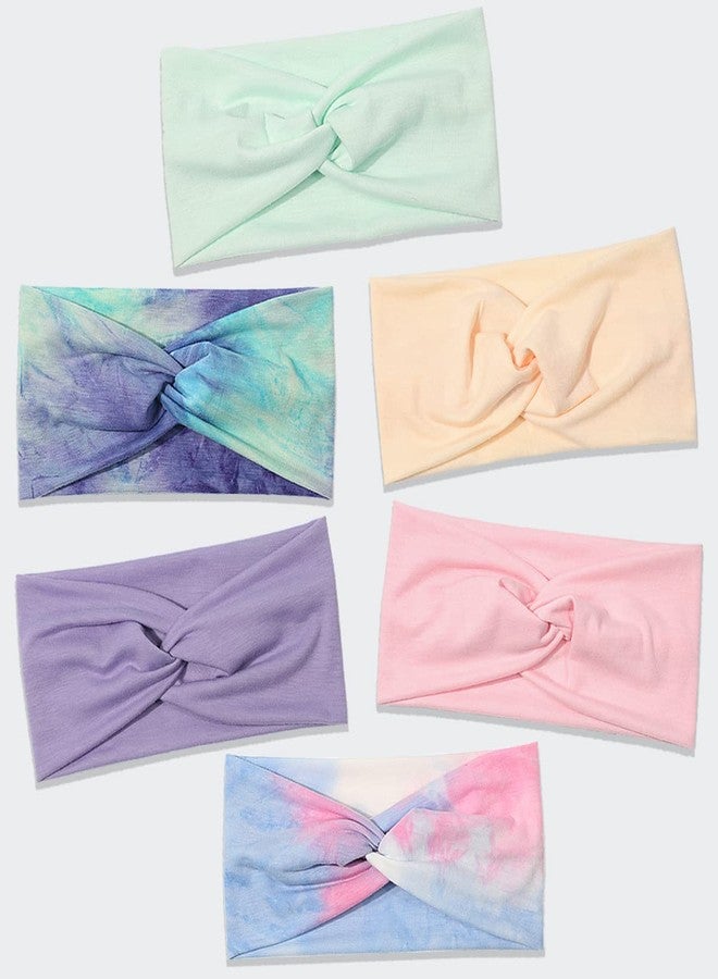 Artilady 6 Pack Wide Boho Headbands for Women - Soft Yoga Elastic Hair Bands for Girls Workout Running Sport Headwrap Non-slip Breathable (Multicolor) - Image 1