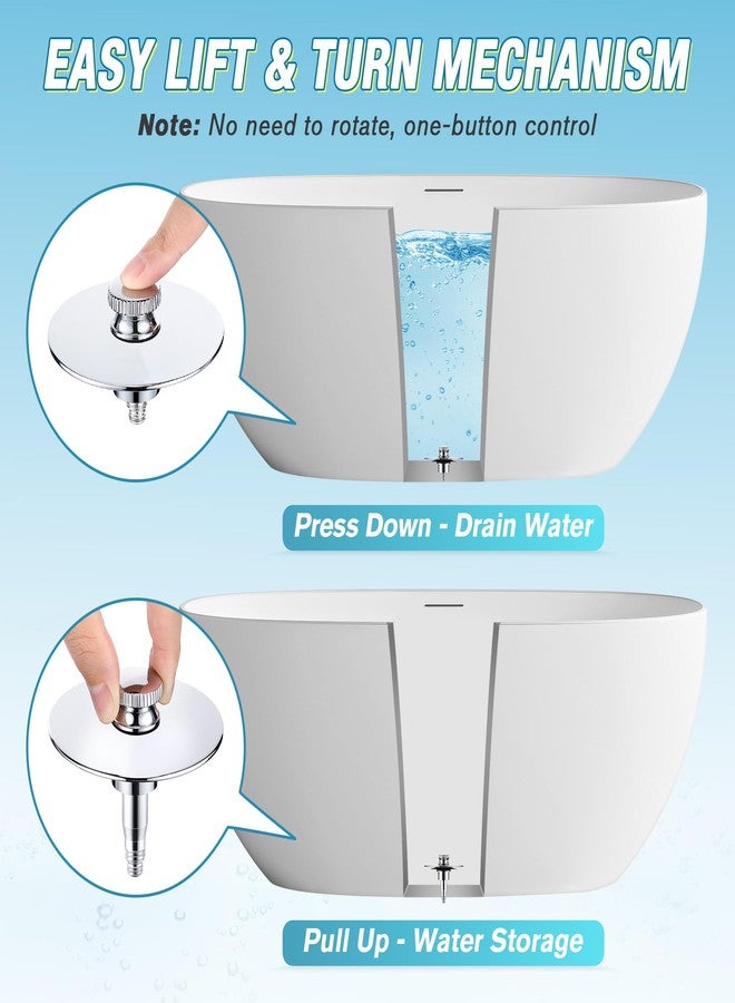 Dreyoo قطعة بديلة لسدادة تصريف حوض الاستحمام Dreyoo Lift and Turn بتصميم ساق نحاسية 5/16 و3/8 بوصة لتناسب معظم أحواض الاستحمام القياسية، سدادة حوض استحمام عالمية مع سدادة مطاطية - Image 3