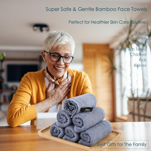 JEFFSUN Reusable Makeup Remover Towels, 13x13 inch Extra Large Wash Cloths for Face and Body, Super Soft and Gentle Face Towel on Sensitive Skin, Easy to Rinse Fast Dry Denim Blue Facial Cleansing Cloths - Image 4