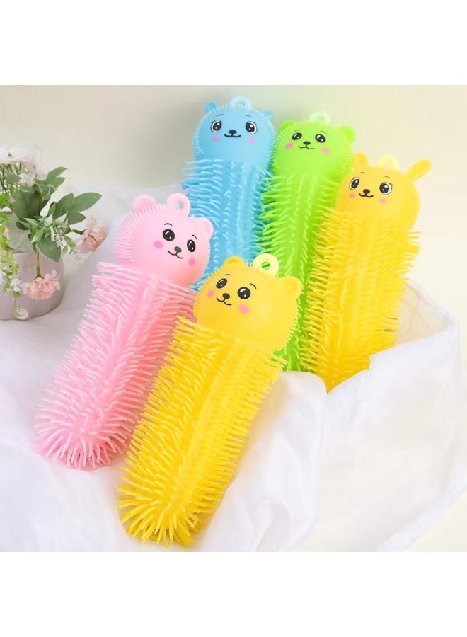 Night Market Push Flash Cartoon Decompression LED Luminous Eye-breaking Fur Ball Vent Decompression Luminous Children's Toys-Specifications:26CM Regular-color Caterpillar  - Image 3