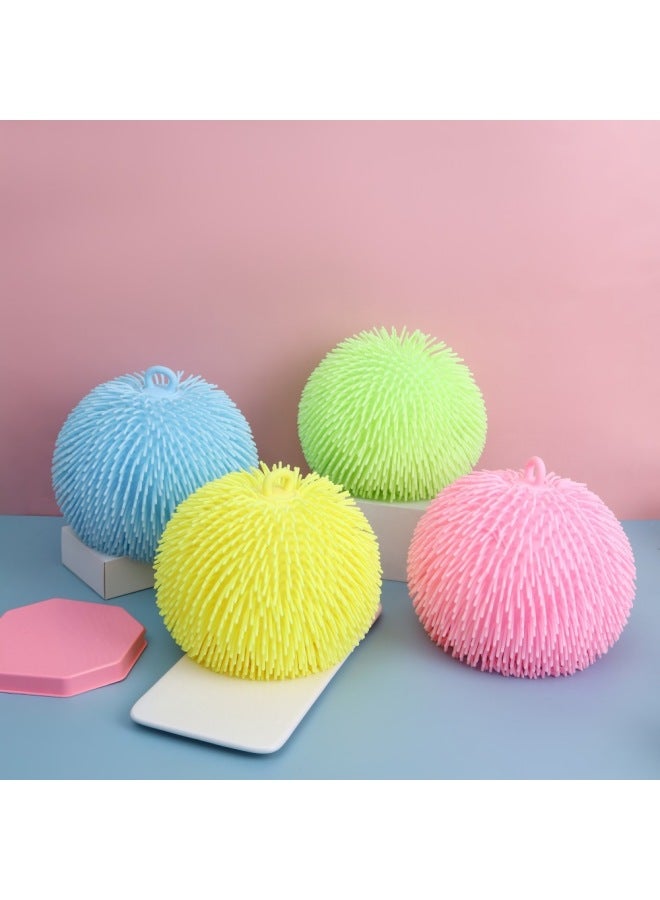 Night Market Push Flash Cartoon Decompression LED Luminous Eye-breaking Fur Ball Vent Decompression Luminous Children's Toys-Specifications:26CM Regular-color Caterpillar  - Image 4