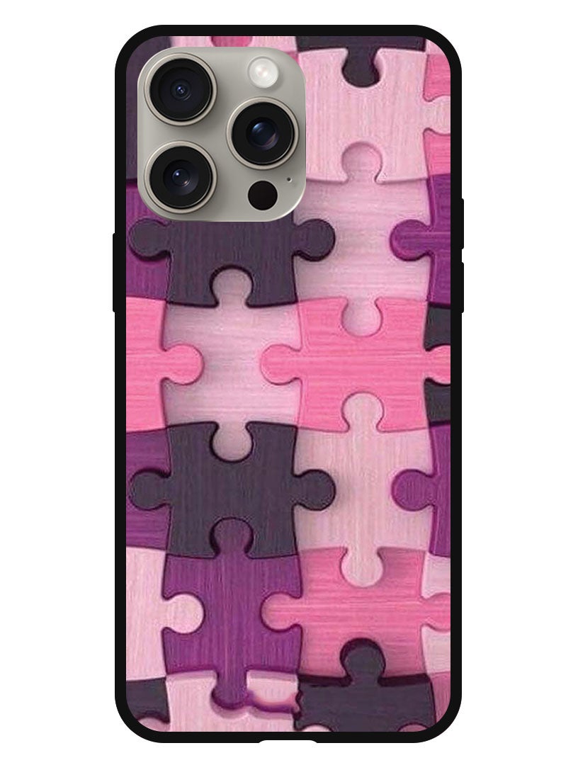 Theodor Protective Case Anti Scratch Shock Proof Bumper Cover For iPhone 15 Pro Max Pink Puzzle - Image 1