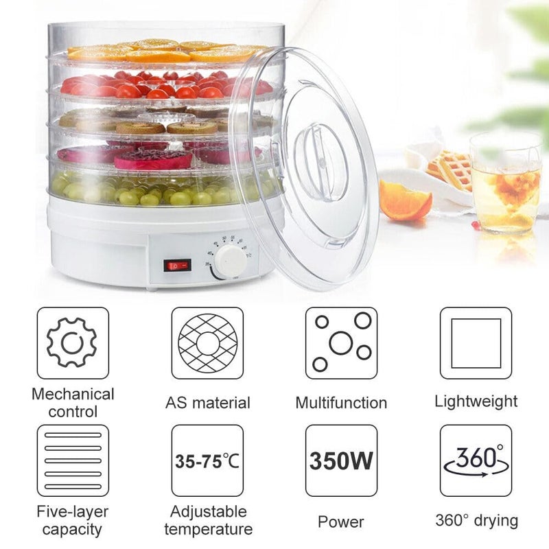 Cyrox Cyrox FruitVegetableFoodJerkySpiceFruitsNutsHerbsVeggiesSpiceBeefMeat Drying Machine with 5 Trays Electric Fruit Dryer 1Pcs  - Image 4