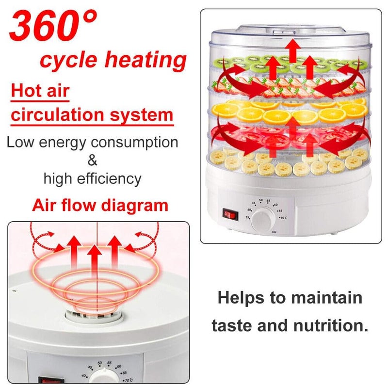 Cyrox Cyrox FruitVegetableFoodJerkySpiceFruitsNutsHerbsVeggiesSpiceBeefMeat Drying Machine with 5 Trays Electric Fruit Dryer 1Pcs  - Image 2