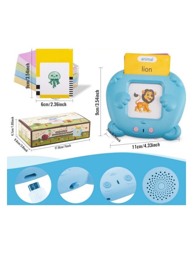 PYEBE English Learning Toys for 3 4 5 6 Year Old Boys Girls 224 Words Baby Talking Flash Cards Speech Children Montessori Toys for Kids (Blue) - Image 4