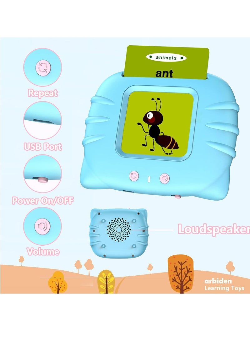 PYEBE English Learning Toys for 3 4 5 6 Year Old Boys Girls 224 Words Baby Talking Flash Cards Speech Children Montessori Toys for Kids (Blue) - Image 2