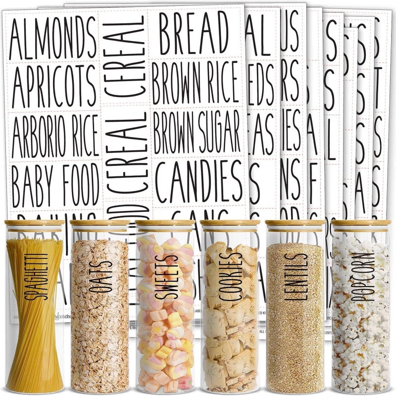 Talented Kitchen Kitchen Adhesive Labels Waterproof Labels for Storage Bins Pantry Jar Stickers for Spices Pack of 136 2 x 3 in Black Text on Clear Vinyl