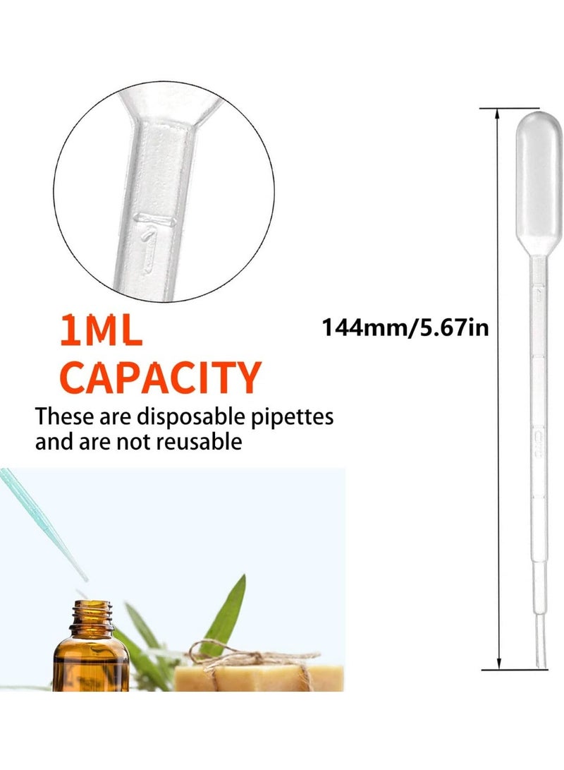 Protect Pasteur Pipettes 1ml, Disposable Plastic Transfer Pipette Dropper Graduated Calibrated Lab Pipettes for Science Laboratory, Experiment, Make up Tool - Image 3