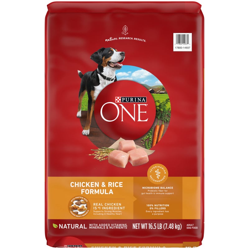 Purina ONE Chicken and Rice Formula Dry Dog Food - 16.5 lb. Bag - Image 1