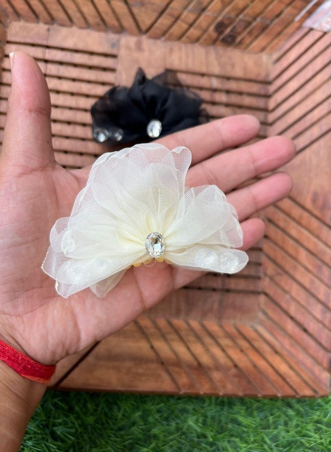 Radhya Accessories Crown Hair Claw Bow Hair Claw for Women Bow hair clutches for Girls Hair clip for women Strong grip Korean hair accessories (1 pc) (Cream) - Image 2
