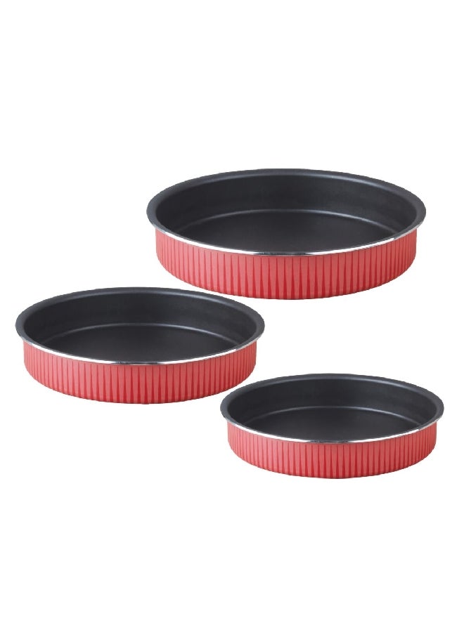 PARFAIT 3-Piece Durable Aluminium Round Cake Moulder Set Pink And Black 7.3 X 34 X 34 Cm Hkr-02 - Image 1