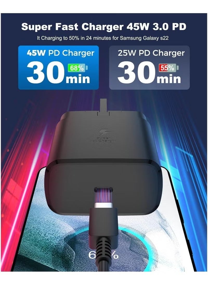 BORTONY 45W USB C Super Fast Charger with 1m USB C Cable - Compatible with S25 S24 S23 S22 S21 S20 Ultra, S25+ S24+ S23+ S22+ S21+, A16, A54, A55, A56 Fold, Flip - Type C Power Adapter, - Image 4