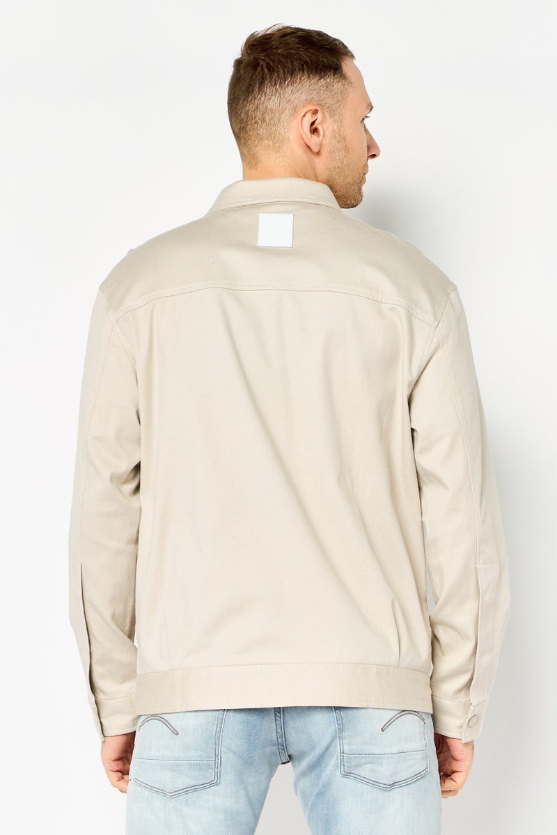 SELECTED Men Washed Denim Jacket, Beige - Image 3