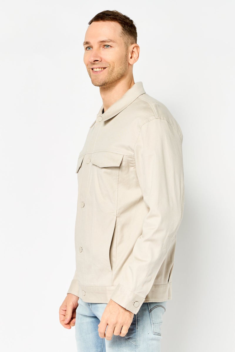 SELECTED Men Washed Denim Jacket, Beige - Image 2