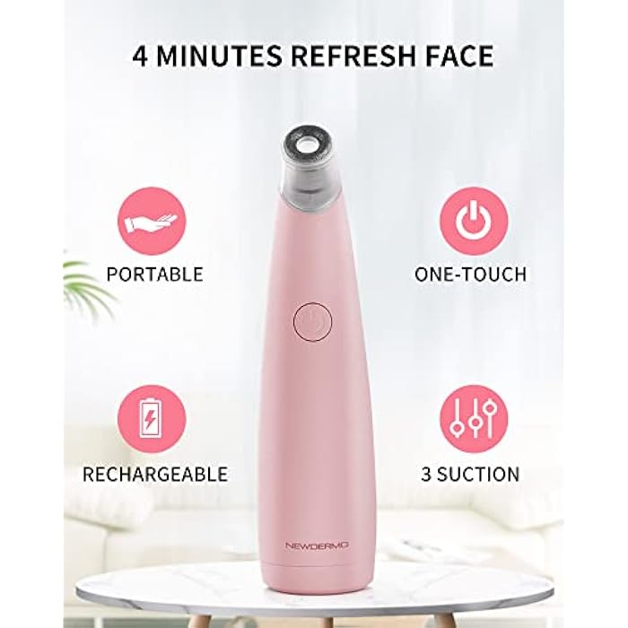 NEWDERMO 2-in-1 Microdermabrasion Machine for Facial, Diamond Microdermabrasion Device USB Rechargeable - Advanced Home Facial Treatment Machine (Pink) - Image 4