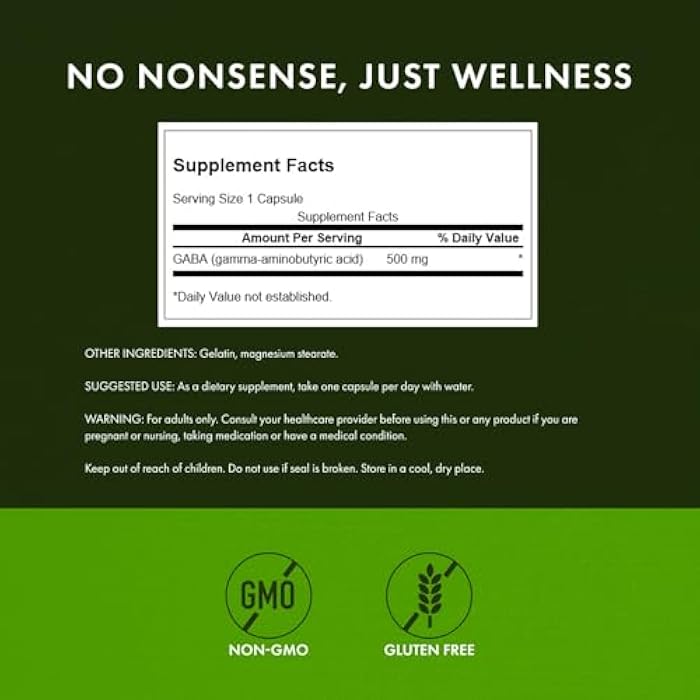 Swanson GABA - Amino Acid Supplement Promoting Calm & Relaxation to Support Restful Sleep - High Potency Formula to Support Healthy Stress Levels - (100 Capsules, 500mg Each) - Image 3