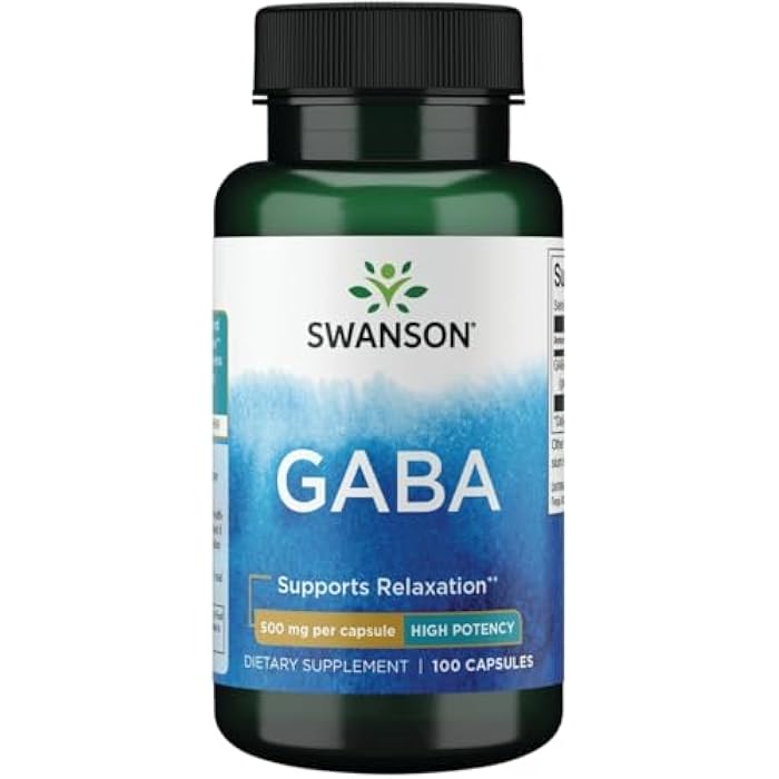 Swanson GABA - Amino Acid Supplement Promoting Calm & Relaxation to Support Restful Sleep - High Potency Formula to Support Healthy Stress Levels - (100 Capsules, 500mg Each) - Image 1
