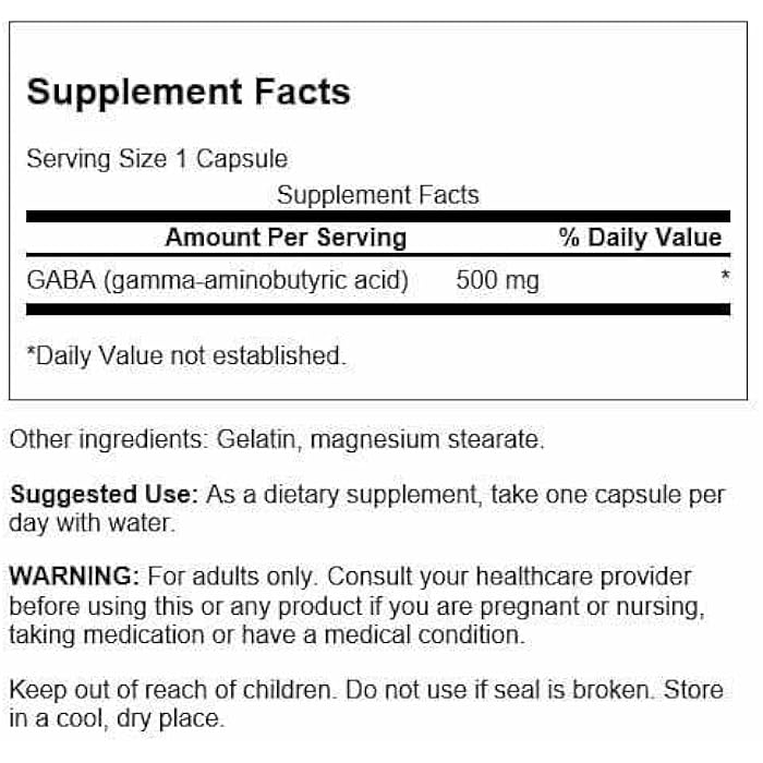 Swanson GABA - Amino Acid Supplement Promoting Calm & Relaxation to Support Restful Sleep - High Potency Formula to Support Healthy Stress Levels - (100 Capsules, 500mg Each) - Image 2