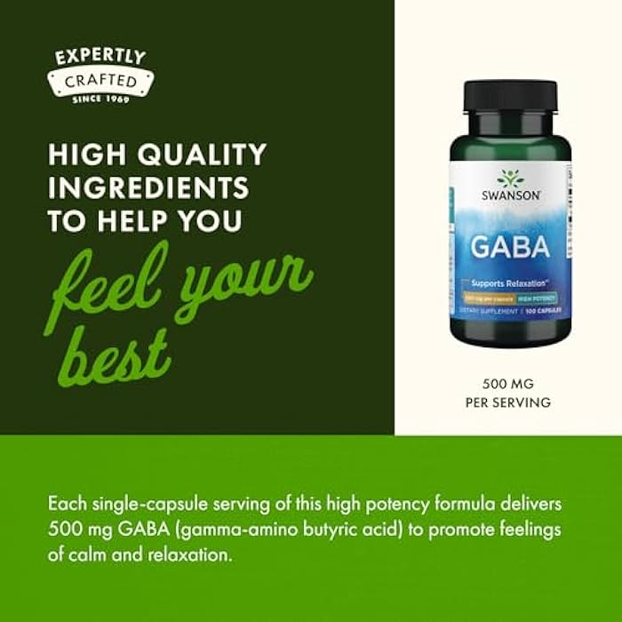 Swanson GABA - Amino Acid Supplement Promoting Calm & Relaxation to Support Restful Sleep - High Potency Formula to Support Healthy Stress Levels - (100 Capsules, 500mg Each) - Image 5