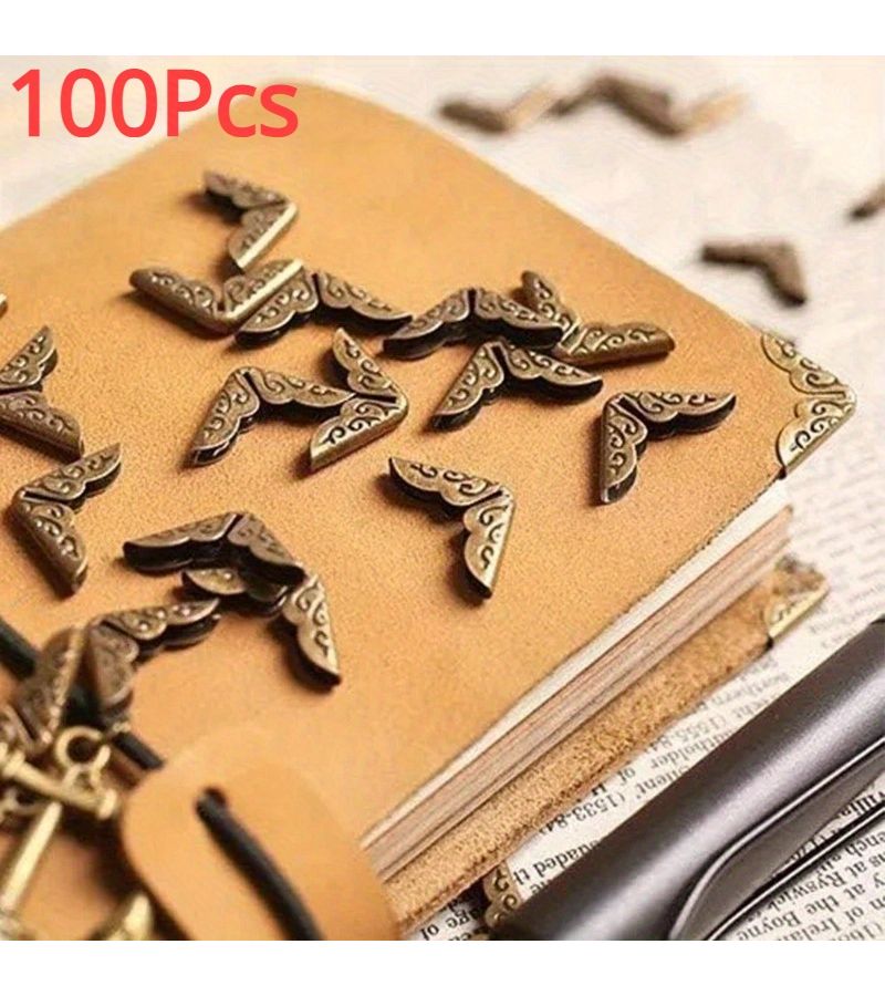 100pcs Black Metal Book Corner Protector Vintage Scrapbook Photo Album Notebook Decor - Image 1
