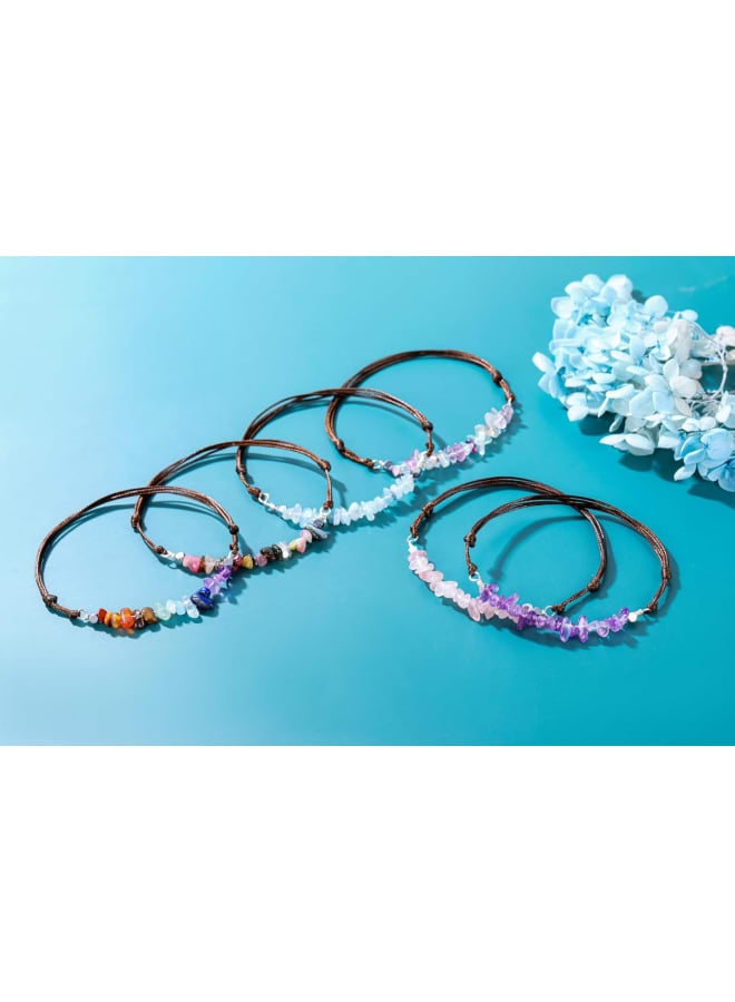 Top Plaza 3 Pcs Healing Crystal Stone Bracelet Handmade Natural Gemstone Chips Bracelet Adjustable Reiki Yoga Jewelry Christmas Gifts For Women  - Image 4