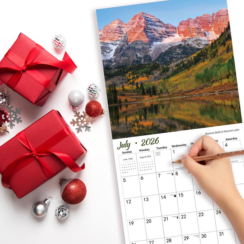 BLYYIEER 2026 Wall Calendar, Alpenglow Monthly Wall Calendar, 12" x 24" Open,Family Planner Calendar Organizer with Mountain of Sunrise Images - Image 4