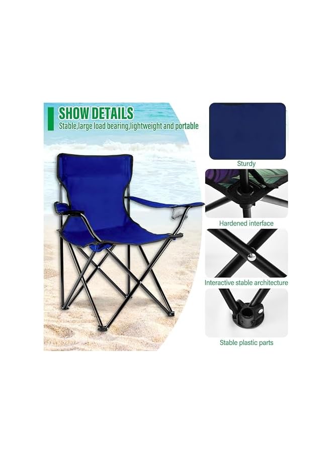 PROMASS Folding Camping Chair - Portable Foldable Nylon Outdoor Chair With Carry Bag, Lightweight Chair For Fishing, Beach, Picnic, Lawn, Kids Sports, Durable 220Lb Capacity, Compact Design, Dark Blue - Image 5
