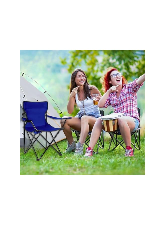 PROMASS Folding Camping Chair - Portable Foldable Nylon Outdoor Chair With Carry Bag, Lightweight Chair For Fishing, Beach, Picnic, Lawn, Kids Sports, Durable 220Lb Capacity, Compact Design, Dark Blue - Image 3