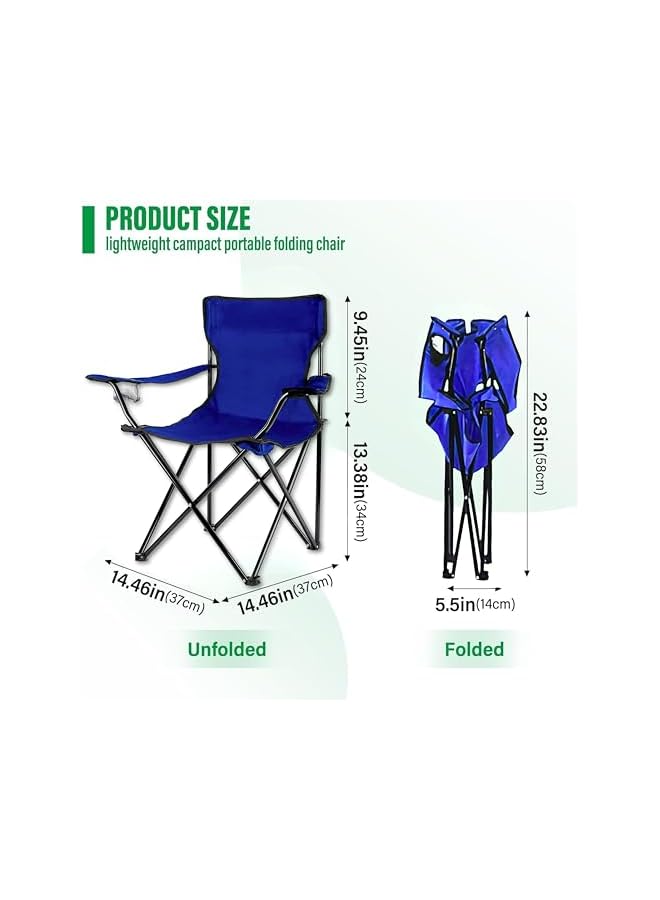 PROMASS Folding Camping Chair - Portable Foldable Nylon Outdoor Chair With Carry Bag, Lightweight Chair For Fishing, Beach, Picnic, Lawn, Kids Sports, Durable 220Lb Capacity, Compact Design, Dark Blue - Image 4