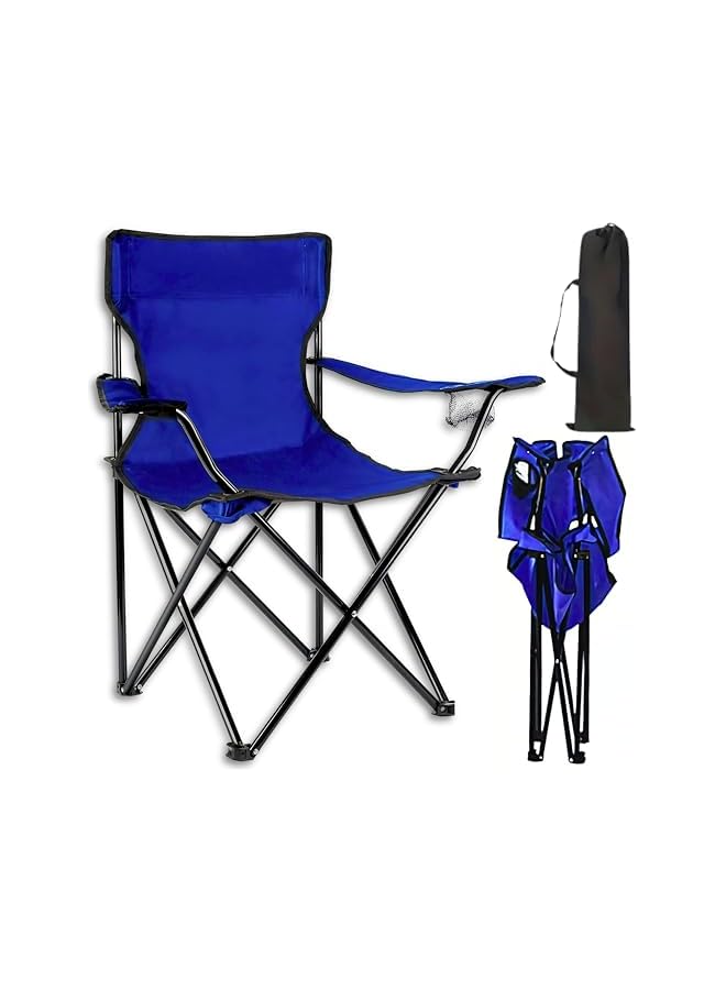 PROMASS Folding Camping Chair - Portable Foldable Nylon Outdoor Chair With Carry Bag, Lightweight Chair For Fishing, Beach, Picnic, Lawn, Kids Sports, Durable 220Lb Capacity, Compact Design, Dark Blue - Image 2