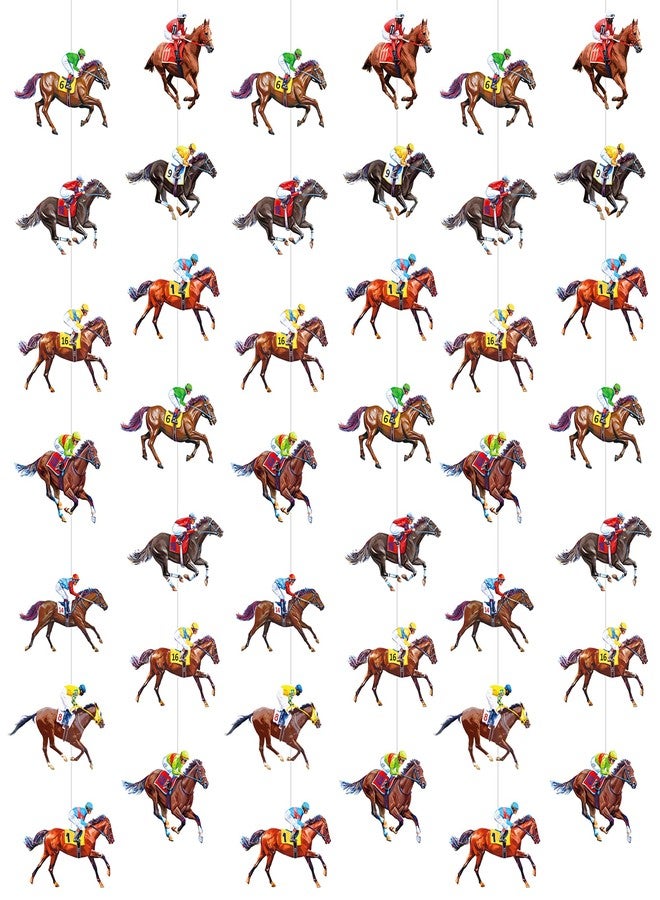 اوموني زينة سباق الخيل، 6 قطع، زينة معلقة ليوم سباق كنتاكي ديربي، لوازم حفلات سباق الخيل، لافتات مزينة برسومات فرسان وخيول السباق، لتزيين حفلات أعياد الميلاد الخاصة برياضة الفروسية. - Image 1