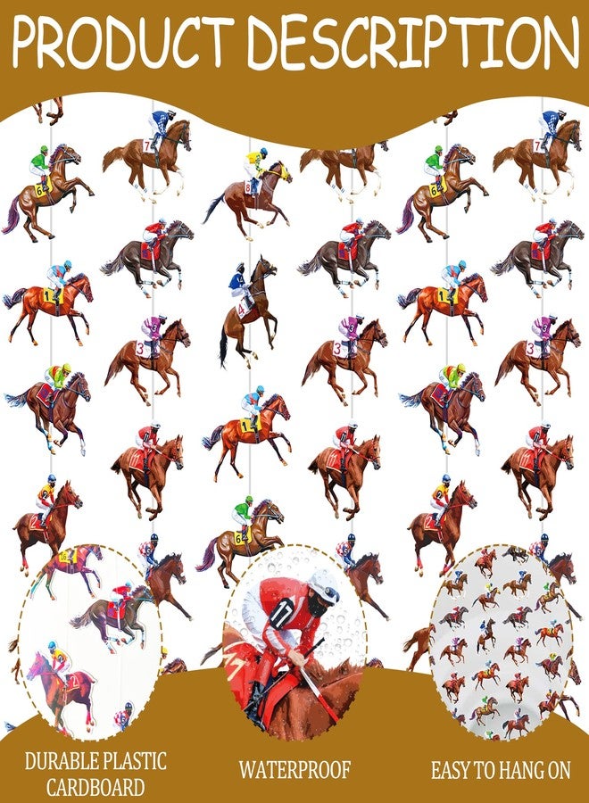 اوموني زينة سباق الخيل، 6 قطع، زينة معلقة ليوم سباق كنتاكي ديربي، لوازم حفلات سباق الخيل، لافتات مزينة برسومات فرسان وخيول السباق، لتزيين حفلات أعياد الميلاد الخاصة برياضة الفروسية. - Image 3