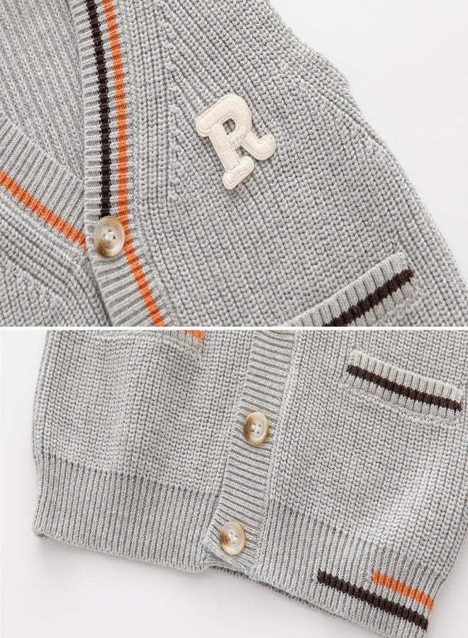 JAYPEIER Toddler's Cable Knit Vest, Sleeveless Sweater for Baby Boys, Color Clash Letter Patchwork Design Tops (US, Age, 4 Years, 5 Years, Gray) - Image 4