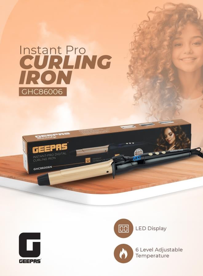 GEEPAS Instant Pro Curling Iron with 60 Min Auto Shut Off Black/Gold 6.2x39x11.4cm - Image 2