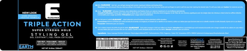 E Elegance Earth Fragrance Triple Action Hair Gel for Men And Women - Super Strong Hold, Extreme Volume, And Long Lasting Shine - Flake Free And Refreshing Fragrance - All Hair Types, 8.45oz - Image 2