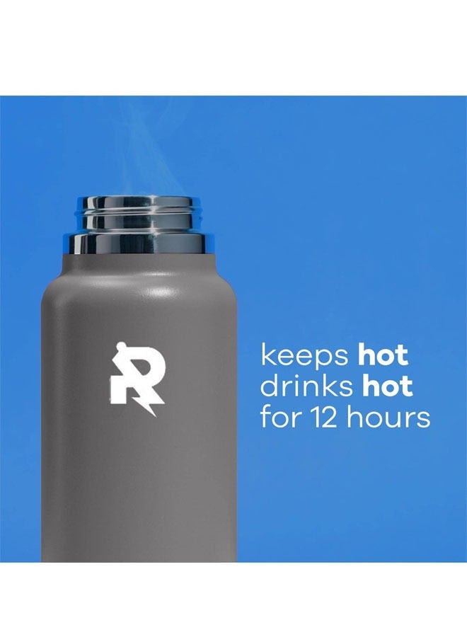 Rock Pow Wide Mouth Straw Lid - Stainless Steel Reusable Water Bottle 32oz - Vacuum Insulated, Dishwasher Safe, BPA-Free, Non-Toxic - Image 5