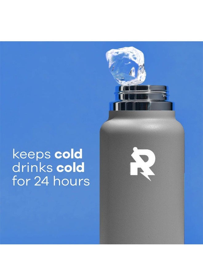 Rock Pow Wide Mouth Straw Lid - Stainless Steel Reusable Water Bottle 32oz - Vacuum Insulated, Dishwasher Safe, BPA-Free, Non-Toxic - Image 4