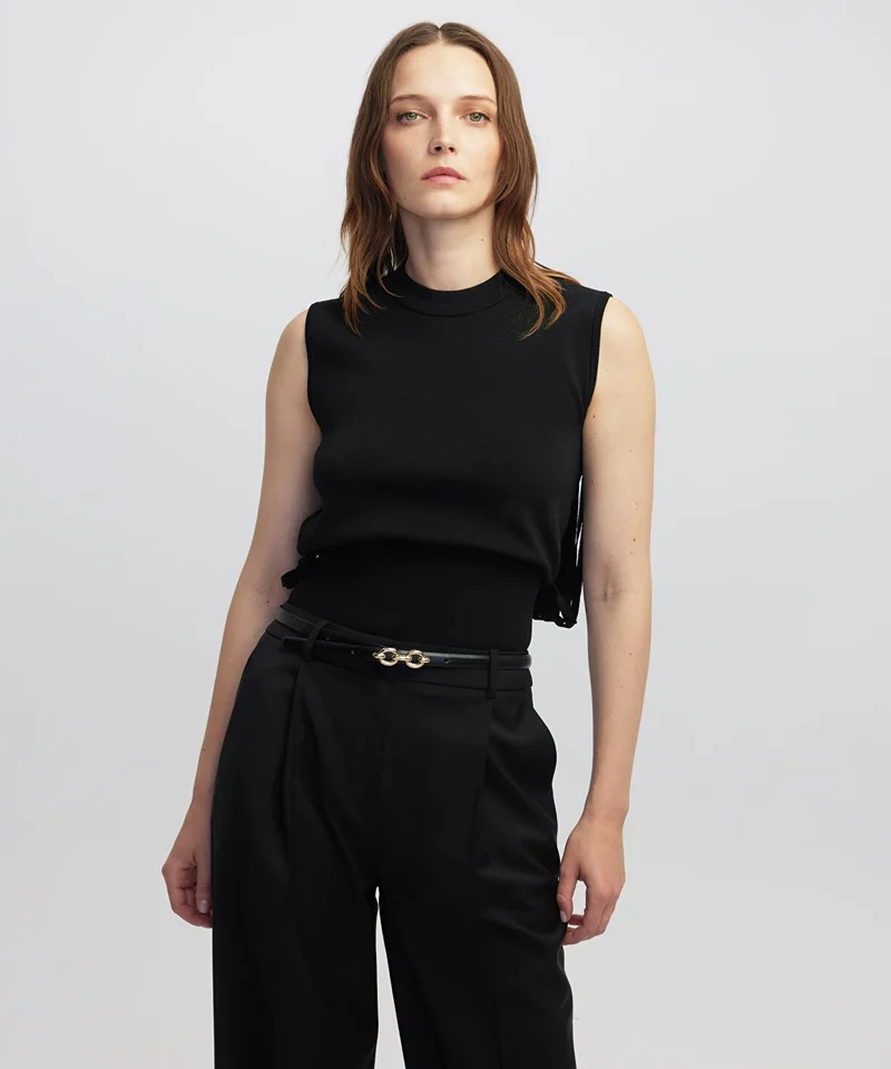 ابيكول Draped Strip Knit Top