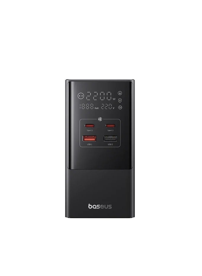 بيسوس OS-Baseus PowerCombo Tower Digital PowerStrip 3AC+2U+2C 35W مع سلك طاقة 1.5 متر مجموعة الاتحاد الأوروبي باللون الأسود - Image 4