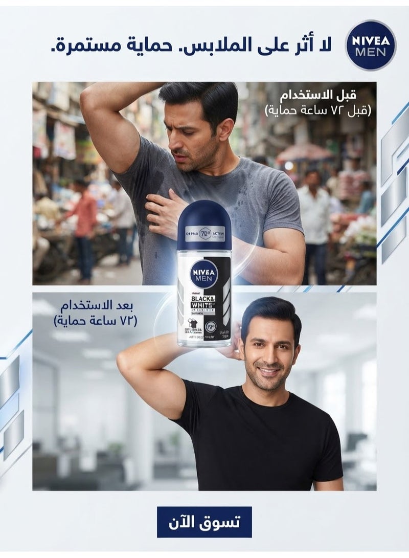 Nivea Deodorant Roll On Invisible Original Black & White 50 ML (Packaging may vary) - Image 2