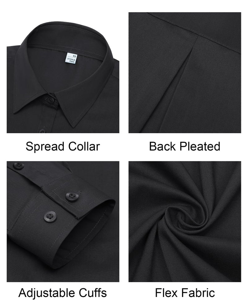 Gleeivy Womens Button Down Shirt Long Sleeve Black Button Up Shirt Women Classic Fit Solid Cotton Work Office Black L - Image 5
