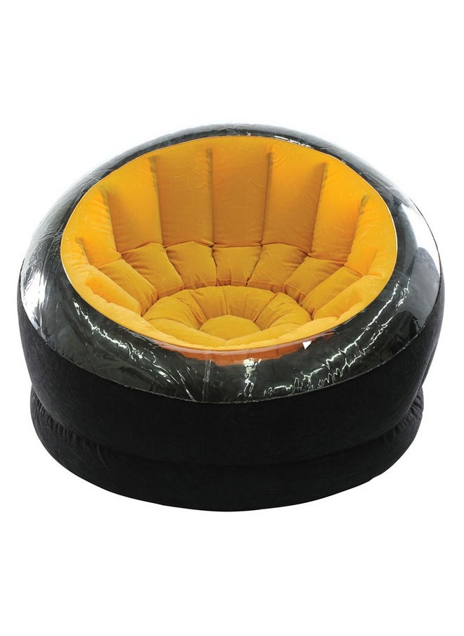 INTEX 1-Seater Waterproof Inflatable Durable PVC Vinyl Empire Chair Yellow and Black 68582  - Image 1