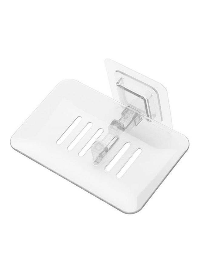 NIBEMINENT 2-Piece Suction Wall Type Single Layer Soap Box Set White